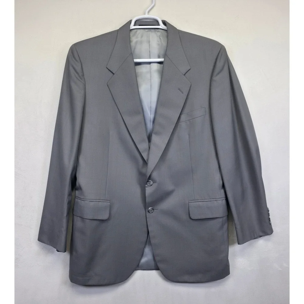 Bespoke Suit Mens 42‎ Jacket 36x32 Pants Gray Windowpane Formal Classic Business